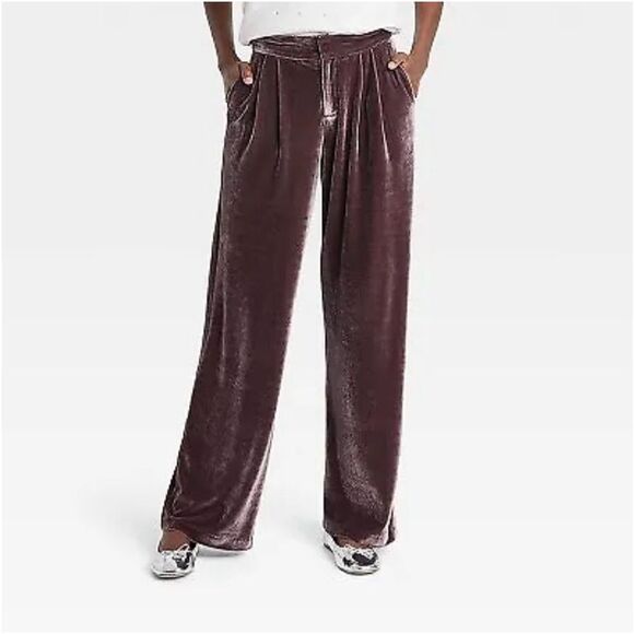 NWT High-Rise Velour Trouser Pants A New Day Mauve 4 - Picture 1 of 12